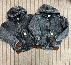 Carhartt Active Black Acid Wash Rework Style Jacke..