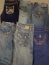 HD1259 Ladies Y2K Denim Embellished Flared Jeans