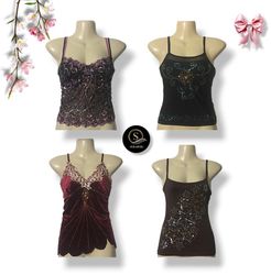 Y2K Beaded And Sequence Embellished Camis