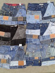 HD1261 Ladies Upcycled Levi's Belted Skirts