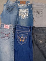 HD1256 Ladies Y2K Embellished Flared Jeans