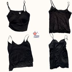 Y2K Black Cami Tops Bundle — Sleek, Minimal, Fairy..