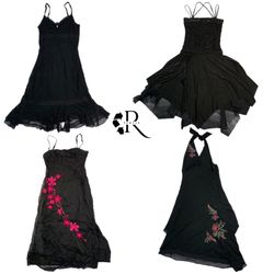 Y2K Romantic Goth Girl Black Dress RW -1291