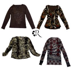 Y2K Wild vibe Impressão Manga Longa Tops RW-1303