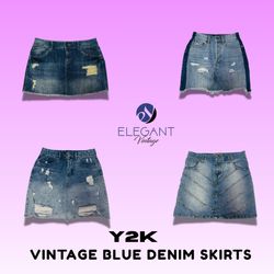 Y2K Vintage Blue Denim Skirts - EV1415