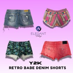 Y2K Retro Babe Denim Shorts - EV1424