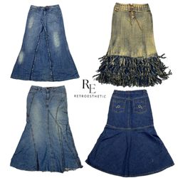 Y2K NYC IT Girl Denim Long Skirts RE2568