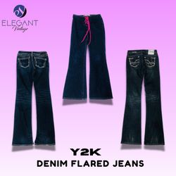 Y2K Denim Flared Jeans - EV1436
