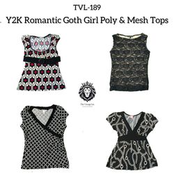 Y2K Romantic Goth Girl Poly & Mesh Tops (TVl-189)