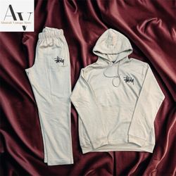 Stussy rework style cream tracksuits