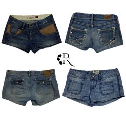 Y2K Paris Hilton Girl Unique Micro Mini Shorts RW-..