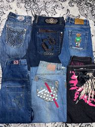 Calças de jeans Hip Hop Y2K