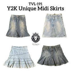 Y2K Unique Denim Midi Skirts (TVL-191)