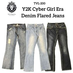 Y2K Cyber Girl Era Denim Flared Jeans(TVL-200)