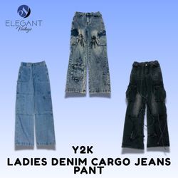 Y2K Damen Denim Cargo Jeans Hosen - EVM1467