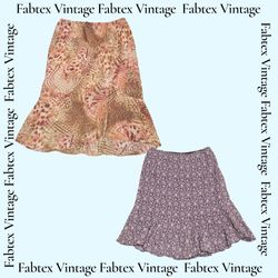 (FV-728) Y2K Earth Tone Brown Printed Summer Skirt..