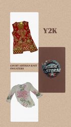 Y2K Gericht Handwerker Strickpullover