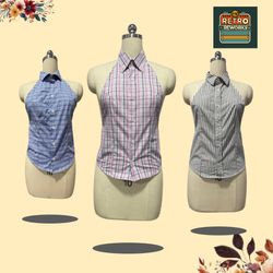 SS25 Top Halter com Botão Reciclado (Unbranded)