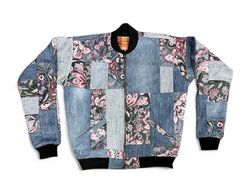 Veste bomber matelassée en denim upcyclé Fa-34