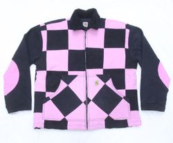 CR1015 Upcycled Pink & Black Checkerboard Work Jac..