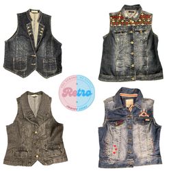 Embroidered & Classic Denim Vests – Bundle (E)
