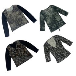 Y2K Monochrome Artsy Full Sleeve Tops