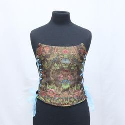 CR1020 Upcycled Indian Brocade Corset Top