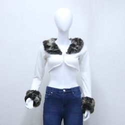 CR1023  Upcycled "Snow Bunny" Faux Fur Bolero