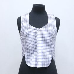 CR1024 Upcycled Tattersall Crop Vest