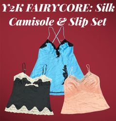 Y2K FAIRYCORE: Silk Camisole & Slip Set - e3 (11/1..