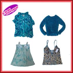 Y2K Sky Blue Floral Tops & Dresses Mix (FV-197)