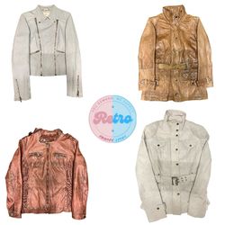 Light Grey Moto Leather Jacket – Zip Detailing (E)