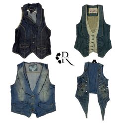 Y2K Era Cyber Girl Unique Denim Waistcoat RW-1354