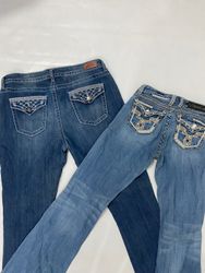 Vintage Y2K Embroidered Flare, Boot Cut Mix Jeans