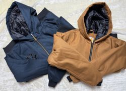 Carhartt rework style brown and blue jackets