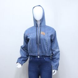 CR1027 Upcycled Denim Hooded Jacket