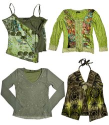 Green Goddess Y2K Tops: RE-017
