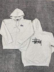 Stussy reworked style white colour zipper hoodies ..