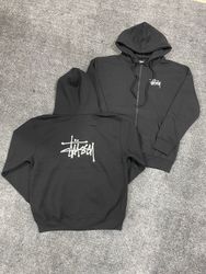 Stussy reworked style black colour zipper hoodies ..