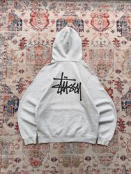 Stussy rework style grigio pullover hoodie