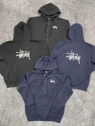 Stussy reworked style navy,black colour zipper hoo..