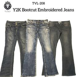 Y2K Bootcut gestickte Jeans (TVL-208)