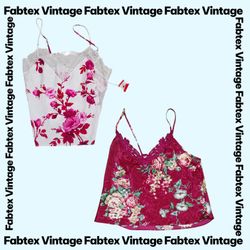 (FV-761) Y2K Blumendruck Seiden-Cami