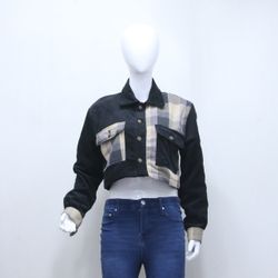 Veste en velours côtelé à carreaux recyclée CR1032