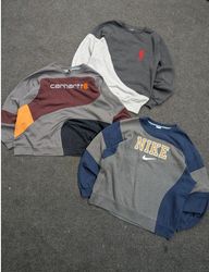 Felpe con girocollo in stile rework Carhartt, Nike..