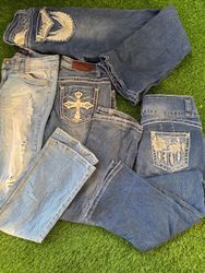 Y2K verziertes und besticktes Flare/Bootcut-Jeans