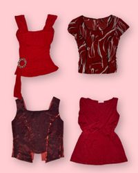 The Love for Reds!! Y2k Tops TT-082