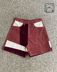 Shorts colorblock en velours côtelé recyclé