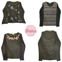 Vintage Statement Langarm-Bundle – Waldtöne (R)