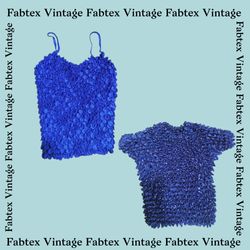 (FV-746) Vintage Popcorn Blue  Tops